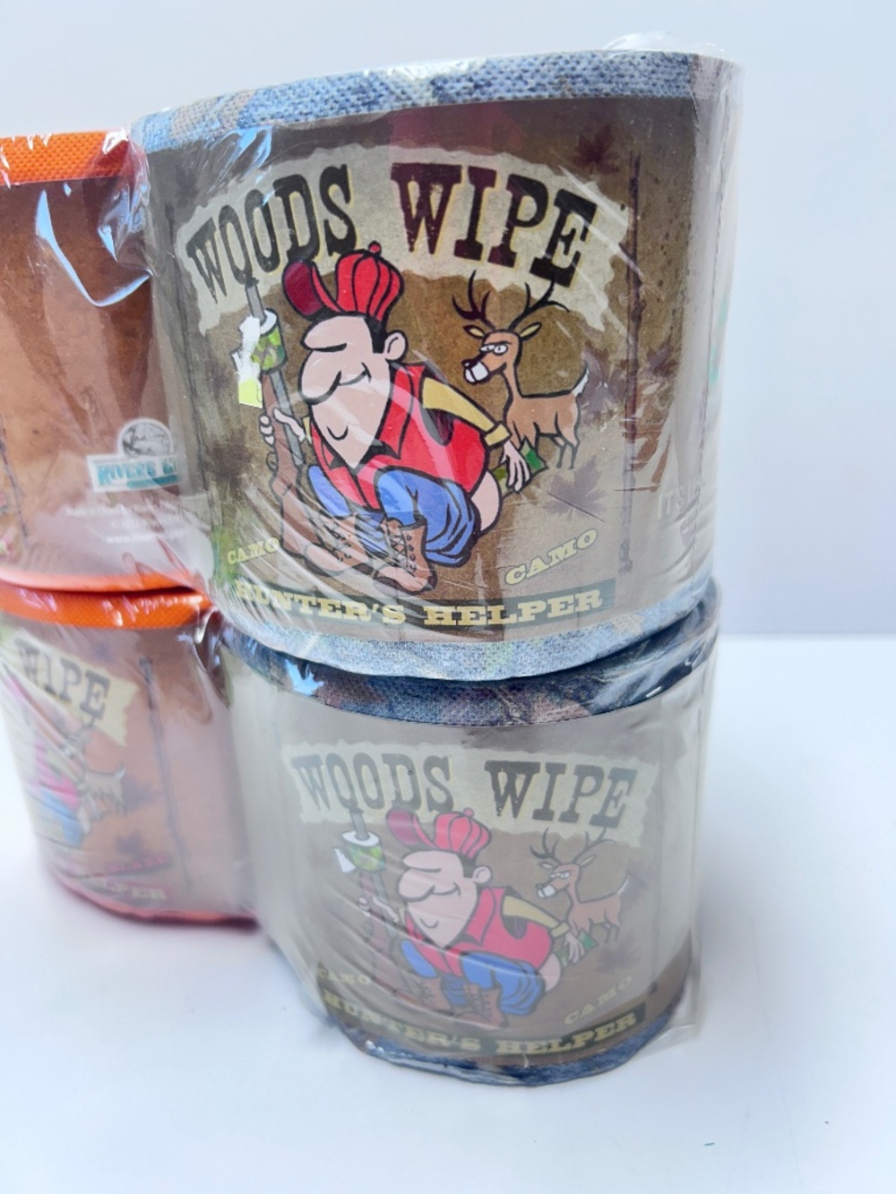 Woods Wipe Rivers Edge Camo & Hunters Orange 2 Pk Toilet Paper Lot of 2 Packs